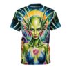 Premium Mystical Alien Graphic Tee, AOP Shirt for Fans of Sci-Fi, Unique Gift for Festivals, Art Lovers, Unisex Clothing – soft all-over print unisex tee