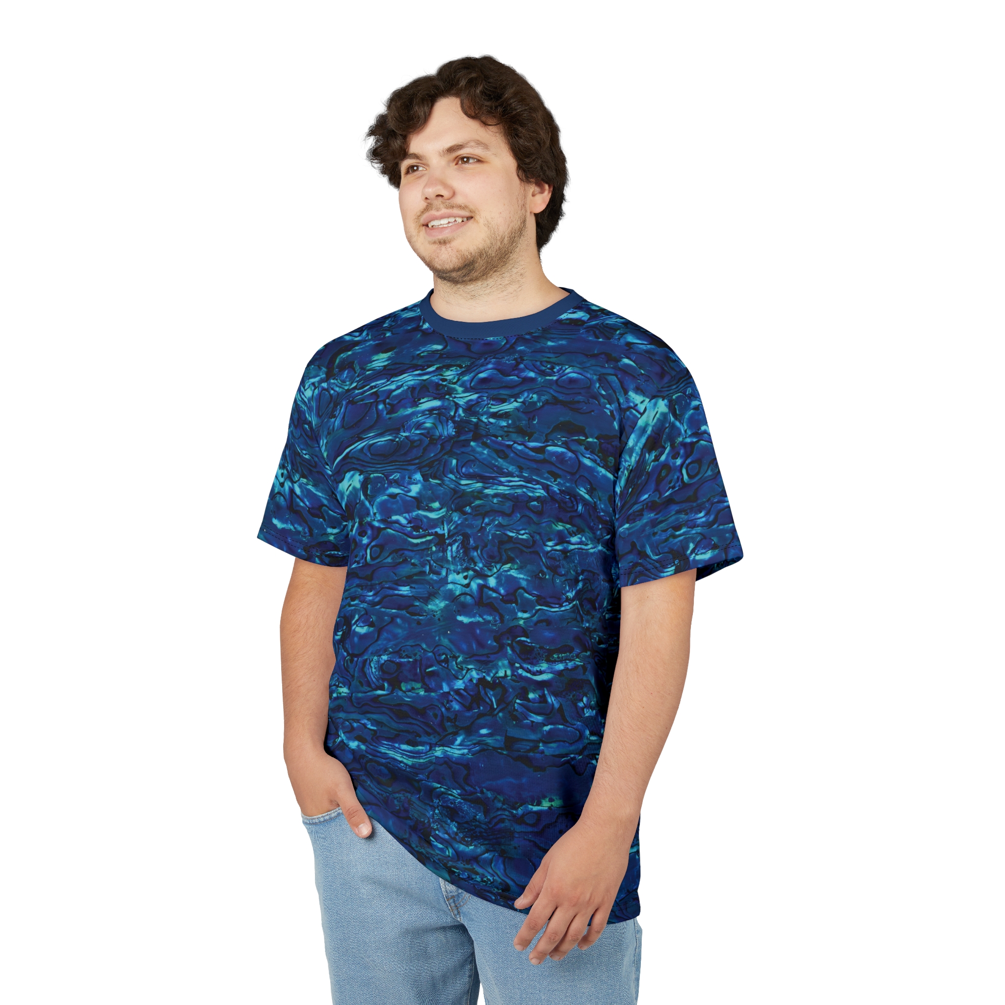 Abalone Paua Unisex All Over Print Tee, Colorful Graphic Shirt, Beachwear - Image 4