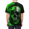 Vibrant Green Gothic Skull Graphic Tee - Unisex All Over Print T-Shirt for Horror Enthusiasts – eye-catching full print casual top