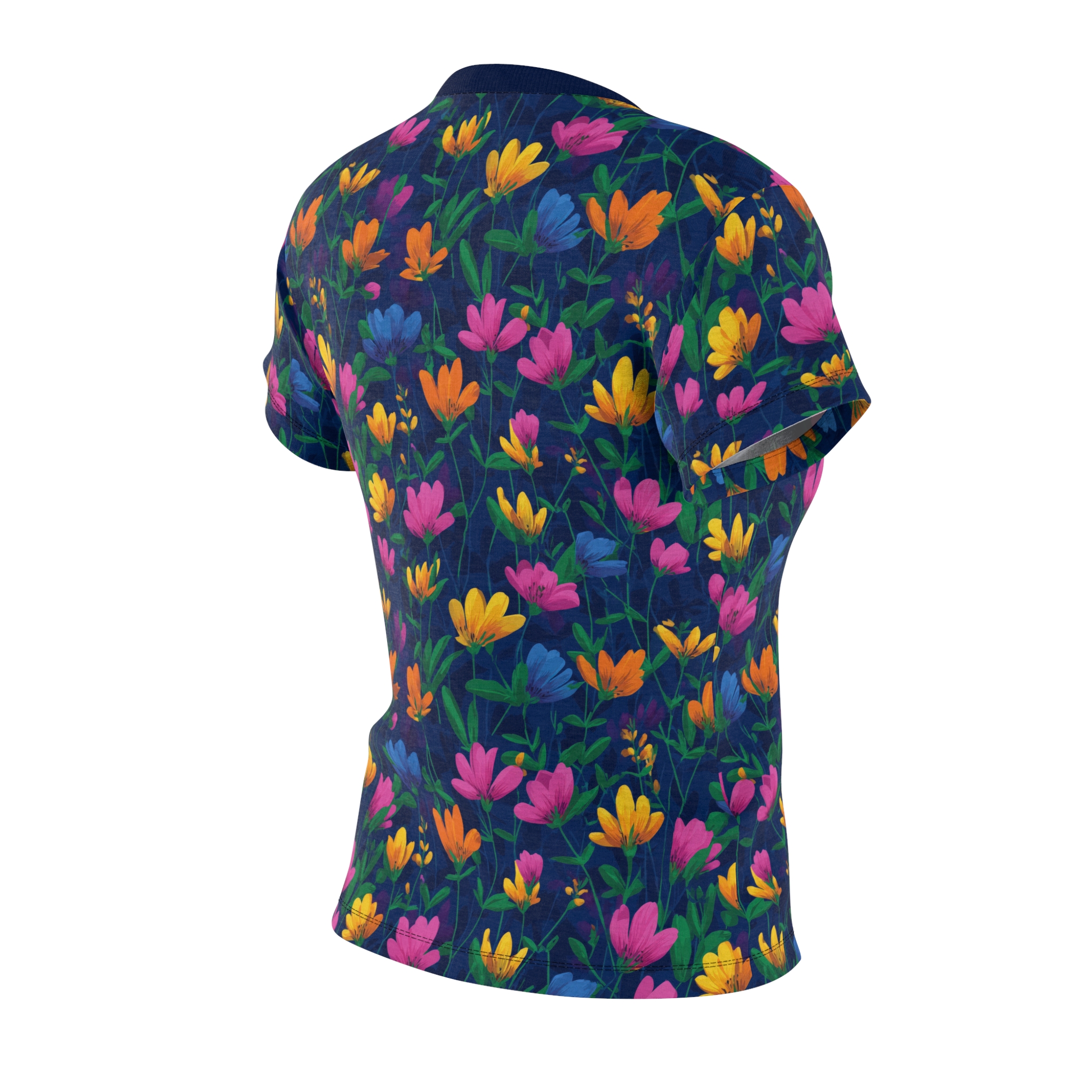 Vibrant Floral Women's All Over Print Tee, Flower Pattern Top, Nature Lovers Tee - Image 3