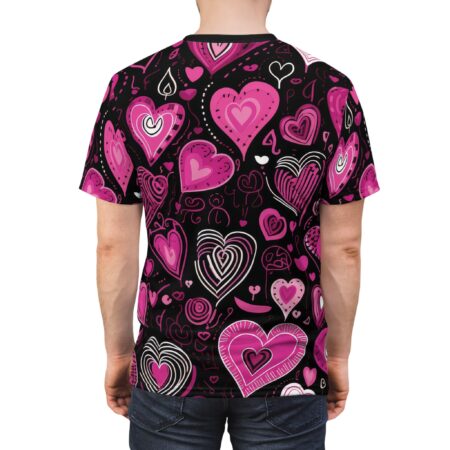 Comfortable Heart Pattern Unisex Tee - Perfect for Valentine's Day & Romantic Occasions – breathable cotton all-over design