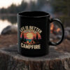 Premium Campfire Vibes Black Mug - Perfect for Coffee Lovers, Gift for Campers, Hiking, and Friends – glossy ceramic coffee mug