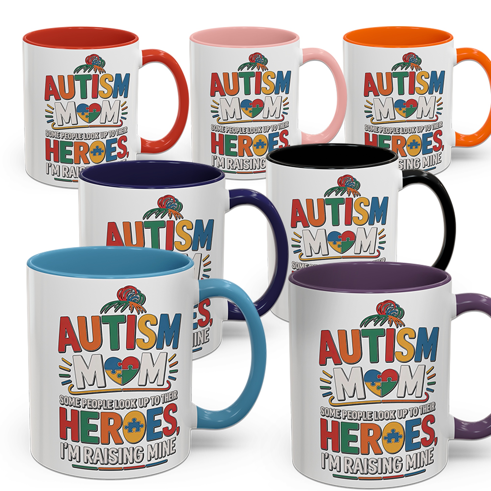 Durable Autism Mom Coffee Mug, Supportive Gift for Mothers, Special Needs Awareness, Mother's Day Assorted Colors – microwave-safe ceramic cup