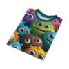 Premium Colorful Monster Print Unisex Tee for Fun Celebrations, Quirky Graphic Shirt, Novelty Gift for Kids & Adults, Playful Summer Wear – soft all-over print unisex tee