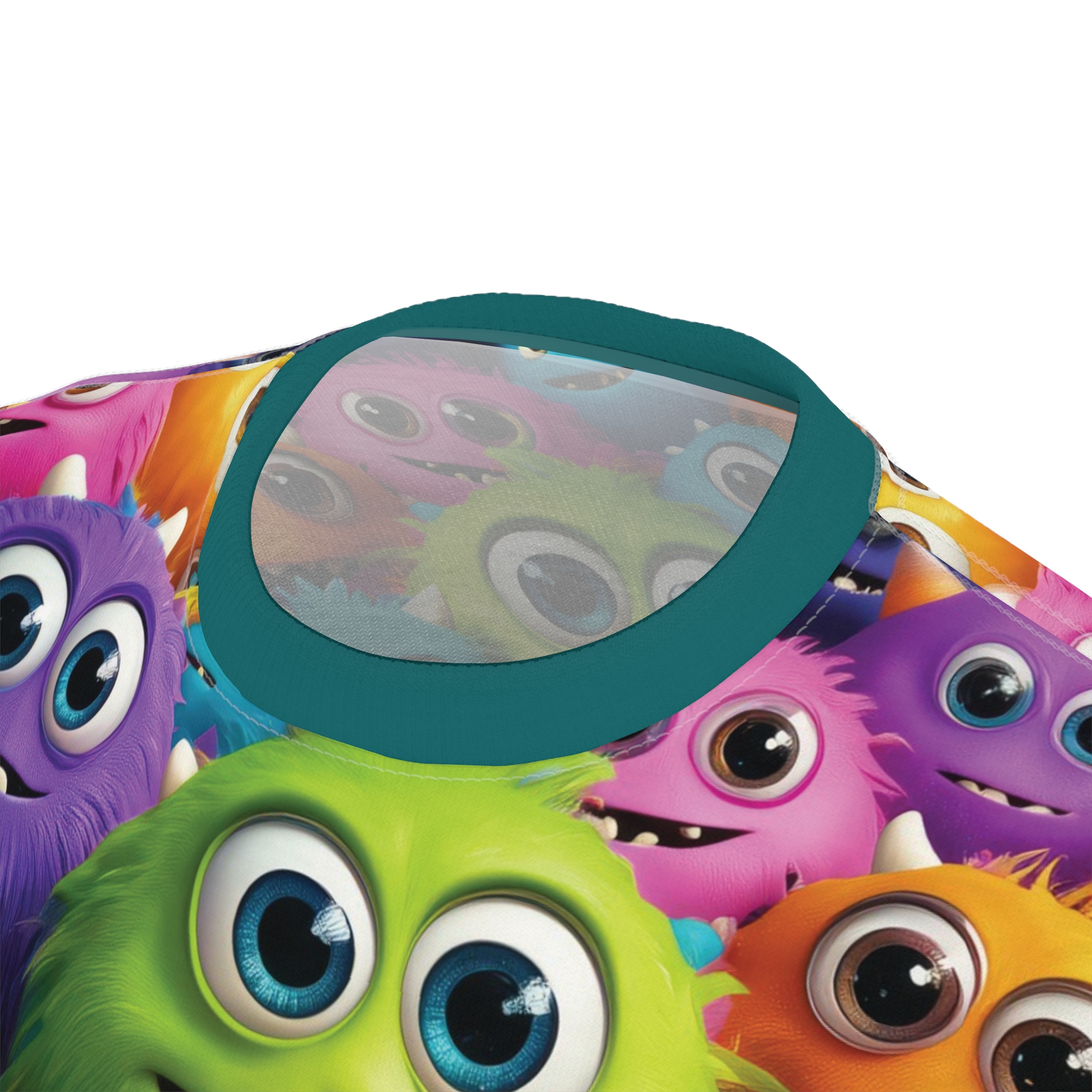 Premium Colorful Monster Print Unisex Tee for Fun Celebrations, Quirky Graphic Shirt, Novelty Gift for Kids & Adults, Playful Summer Wear – soft all-over print unisex tee