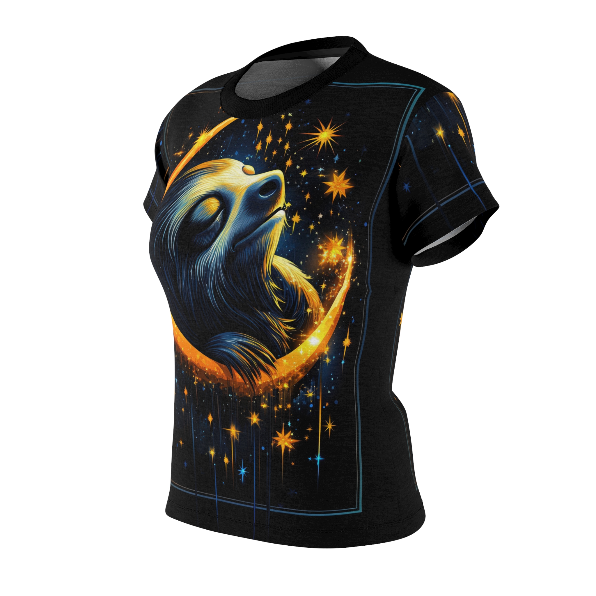 Cosmic Sloth Women's All Over Print Tee - Dreamy Night Sky Design - Image 3