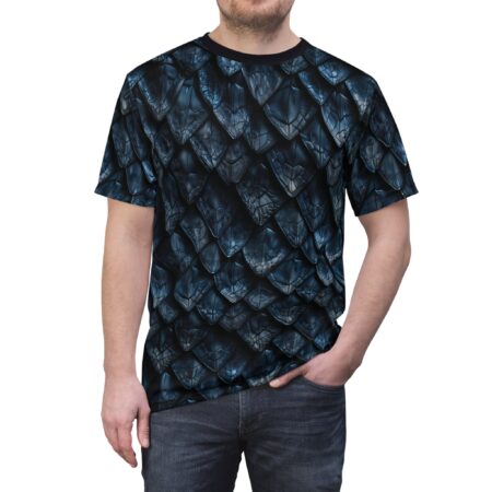Bold Dragon Scale Graphic Tee — Blue Scales All-Over Print – high-quality graphic streetwear t-shirt