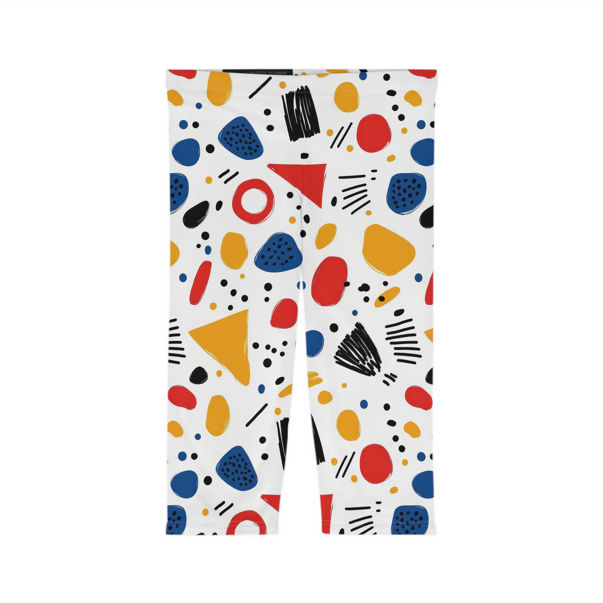 Vibrant Colorful Women’s Capri Leggings – high-waisted all-over design leggings - Detail View 2