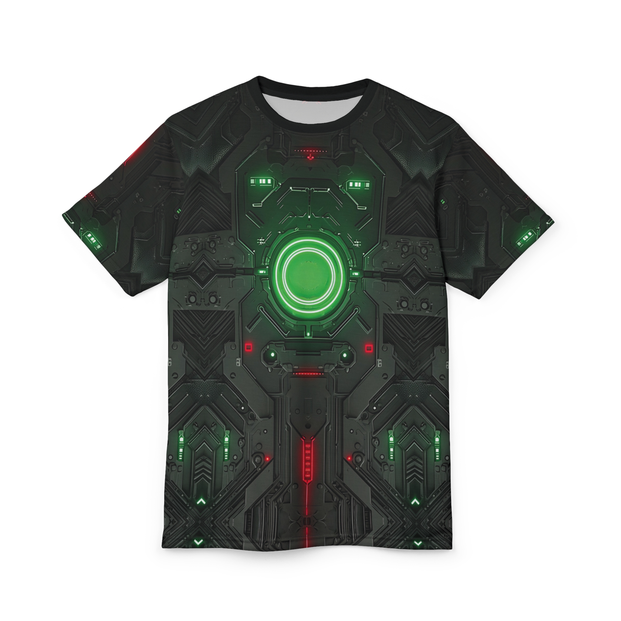 Futuristic Graphic Tee - Unisex All Over Print T-Shirt - Cyberpunk Style Shirt - Unique All Over Print T-Shirt Apparel - Tech-Inspired Casual Wear - Image 3