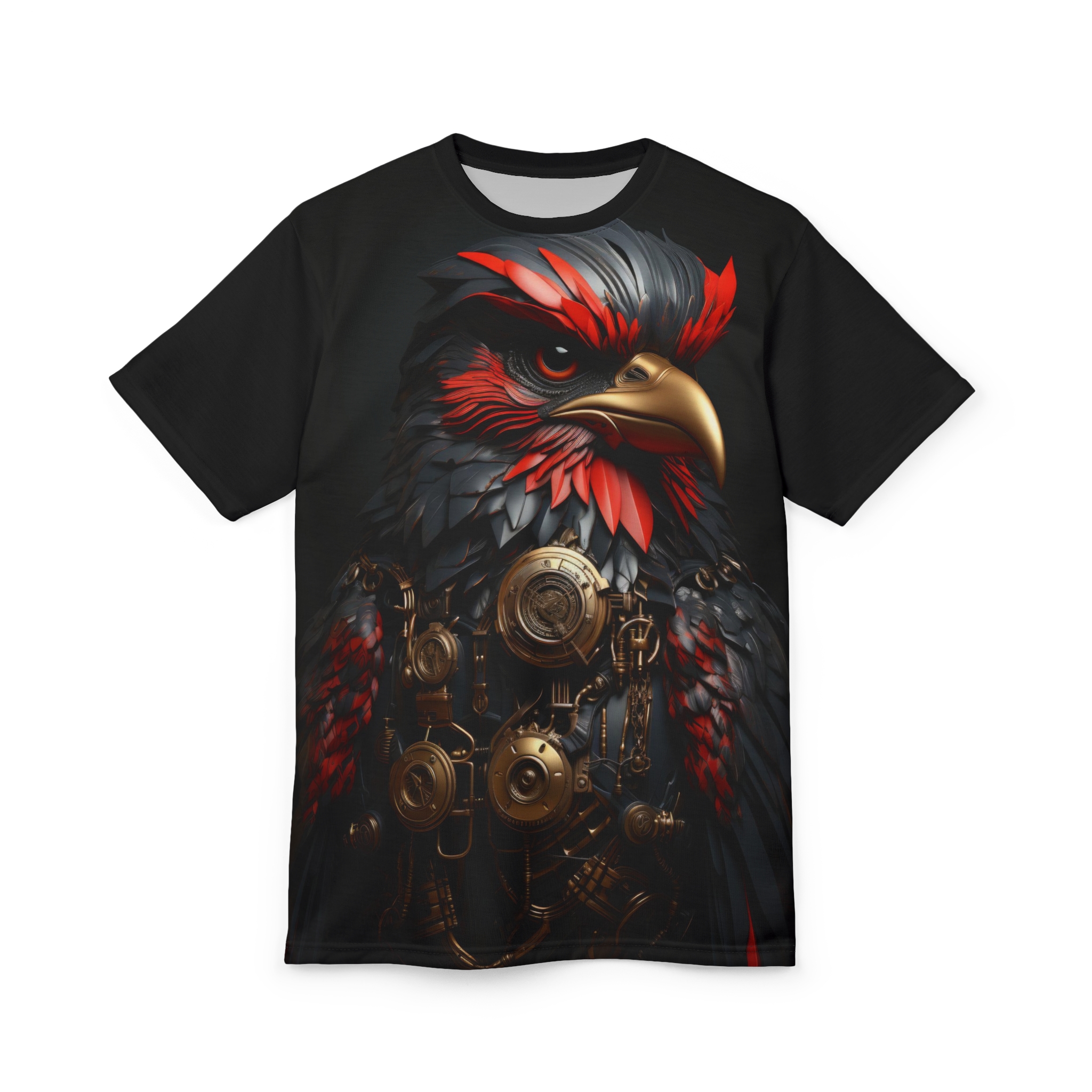 Steampunk Bird Tee - All Over Print T-Shirt Unisex T-Shirt - Unique Graphic ShirT - Image 3