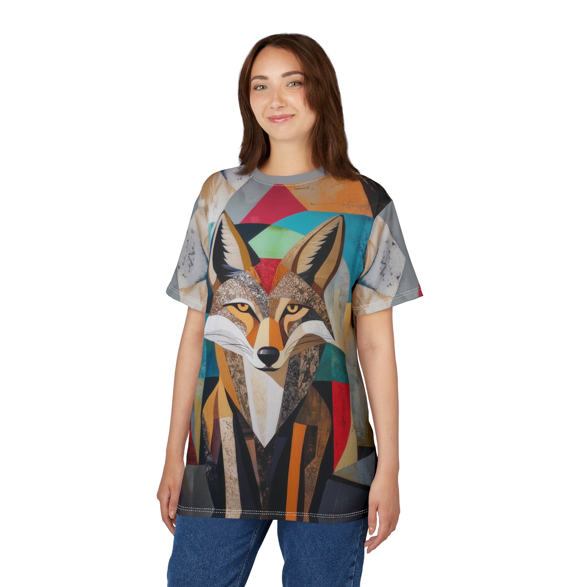 Stylish Wolf Graphic All Over Print T-Shirt - Unique Animal Print T-Shirt - Image 5