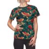 Koi Fish Print Women's Tee, All Over Print Shirt, Boho Chic Top, Relaxed Fit Casual Wear, Unique Gift for Nature Lovers