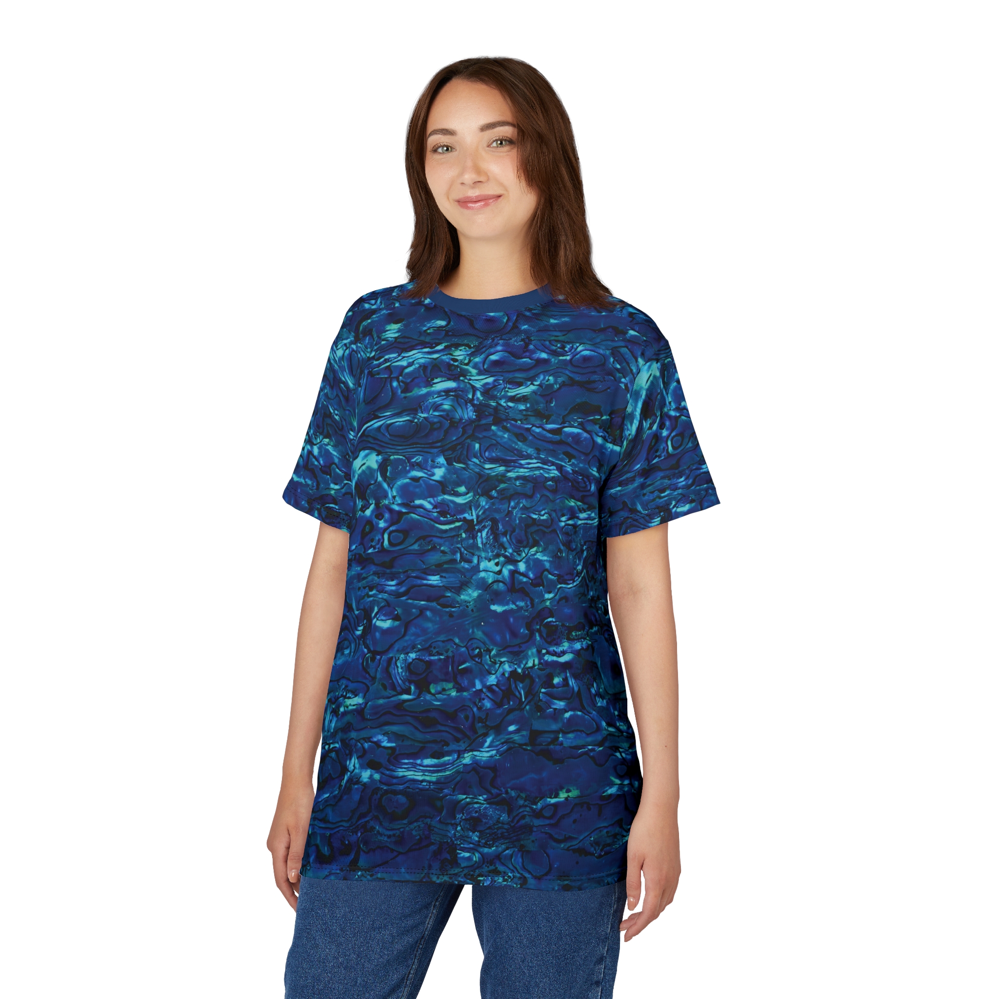 Abalone Paua Unisex All Over Print Tee, Colorful Graphic Shirt, Beachwear - Image 5