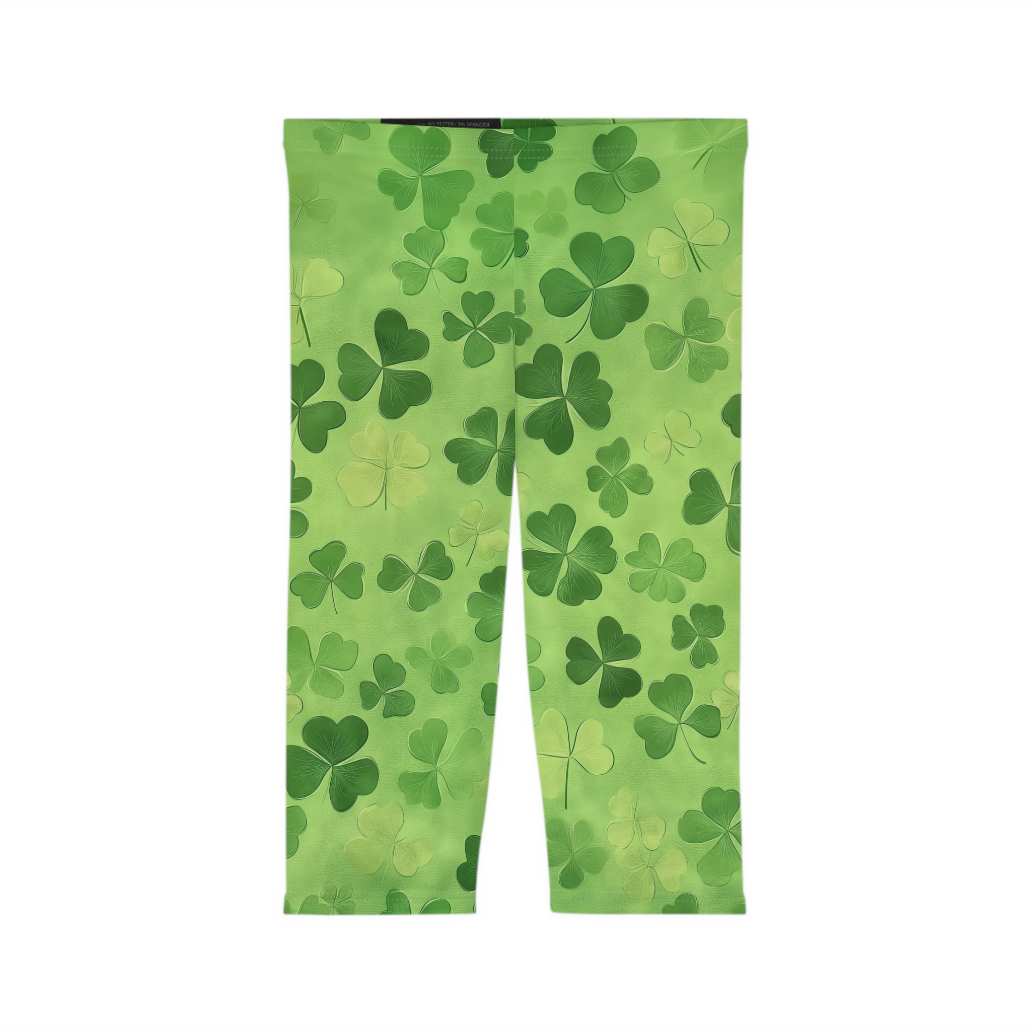 Stylish St Patrick's Day Clover Women’s Capri Leggings – soft and flexible women’s capri leggings - Detail View 2