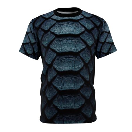 Premium Dragon Scale Tee — Dark Blue Reptile AOP Graphic Shirt – soft all-over print unisex tee