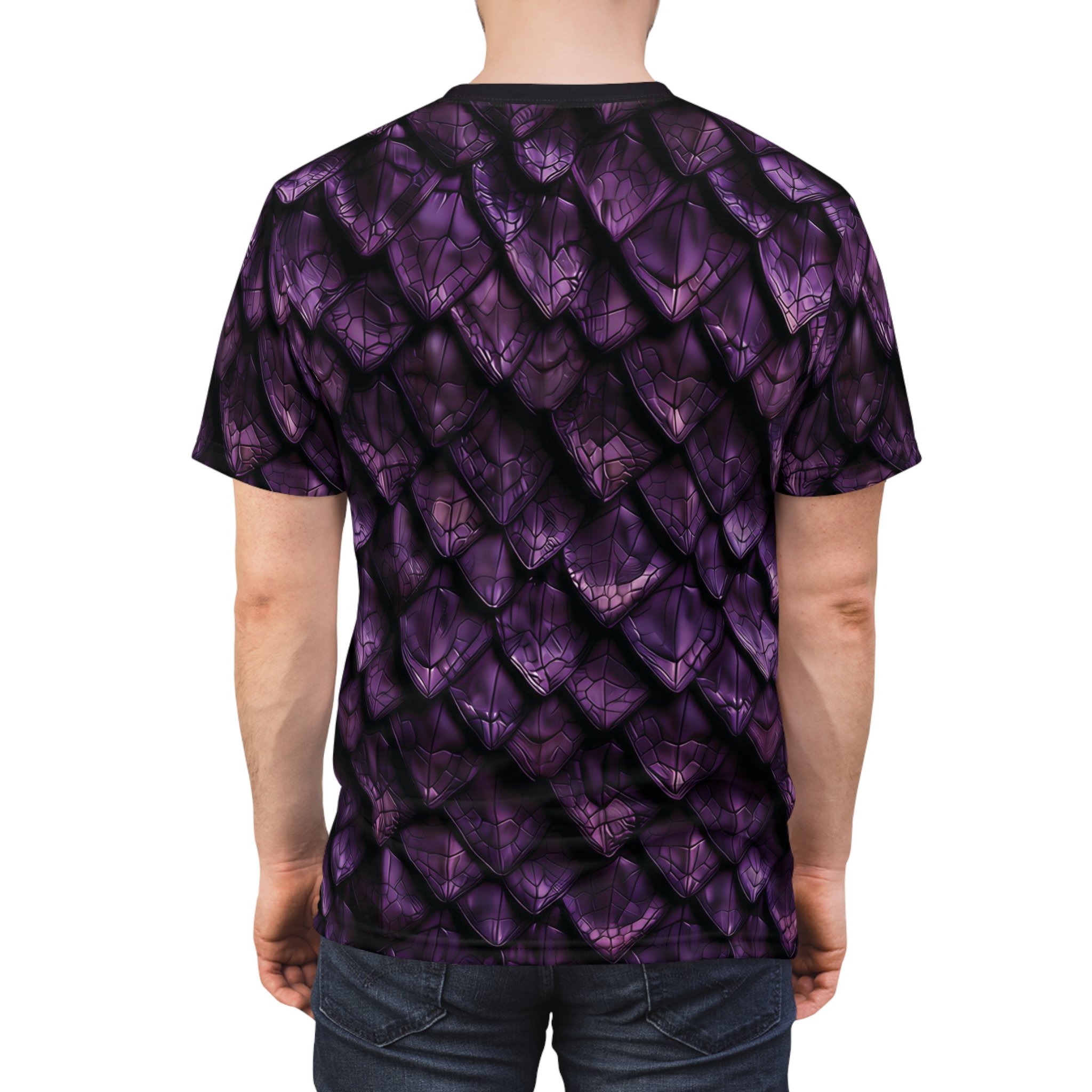 Dragon Scale Armour Tee — Purple Scales All-Over Print Shirt - Image 2