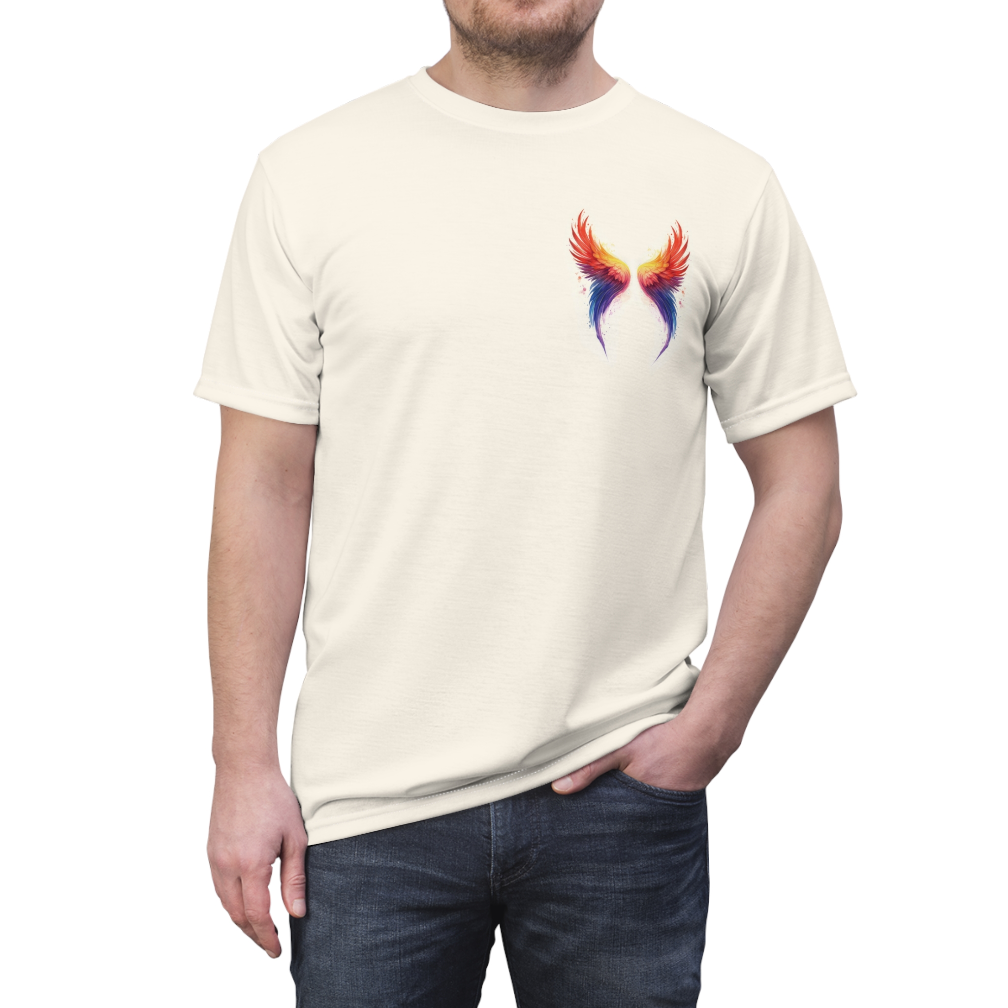 Vibrant Angel Wings Unisex Tee, Boho Shirt, Unique Graphic T-Shirt, Spiritual Apparel