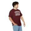 Maroon sublimation graphic tee with a distressed texture, featuring white text that reads
