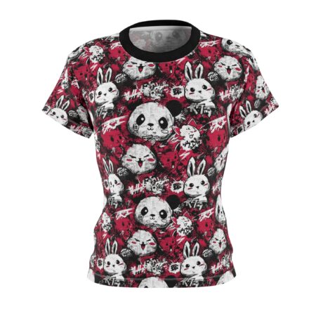 Cute Panda & Bunny Graphic Tee for Animal Lovers, Fun Casual T-Shirt, Cute Gift for Her, Summer Outfit, Nature Enthusiast