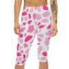 Sleek Trendy Pink Pattern Women’s Capri Leggings – breathable activewear capri leggings - Detail View 4