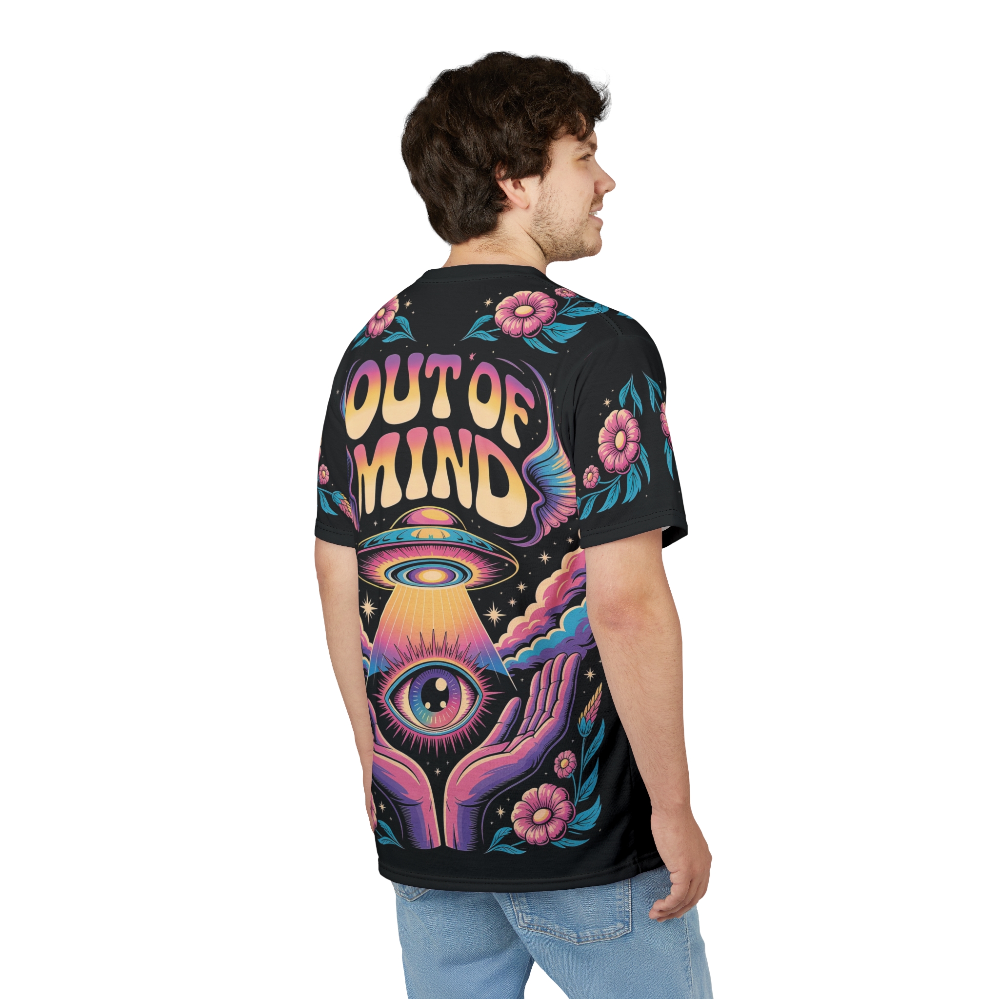 Psychedelic Unisex All Over Print T-Shirt: Out of Mind Graphic T-Shirt - Image 6