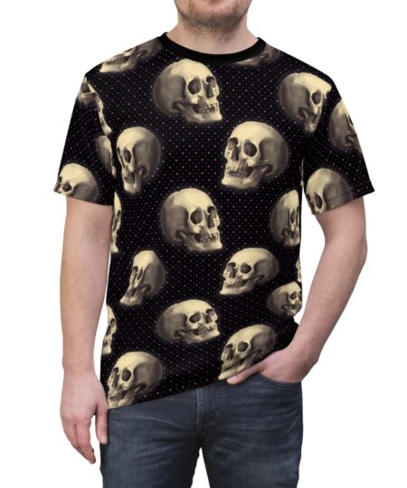 Skull Pattern Unisex Tee | Edgy Aesthetic Top, Gothic Fashion, Casual Wear, Alternative Style, Halloween Outfit