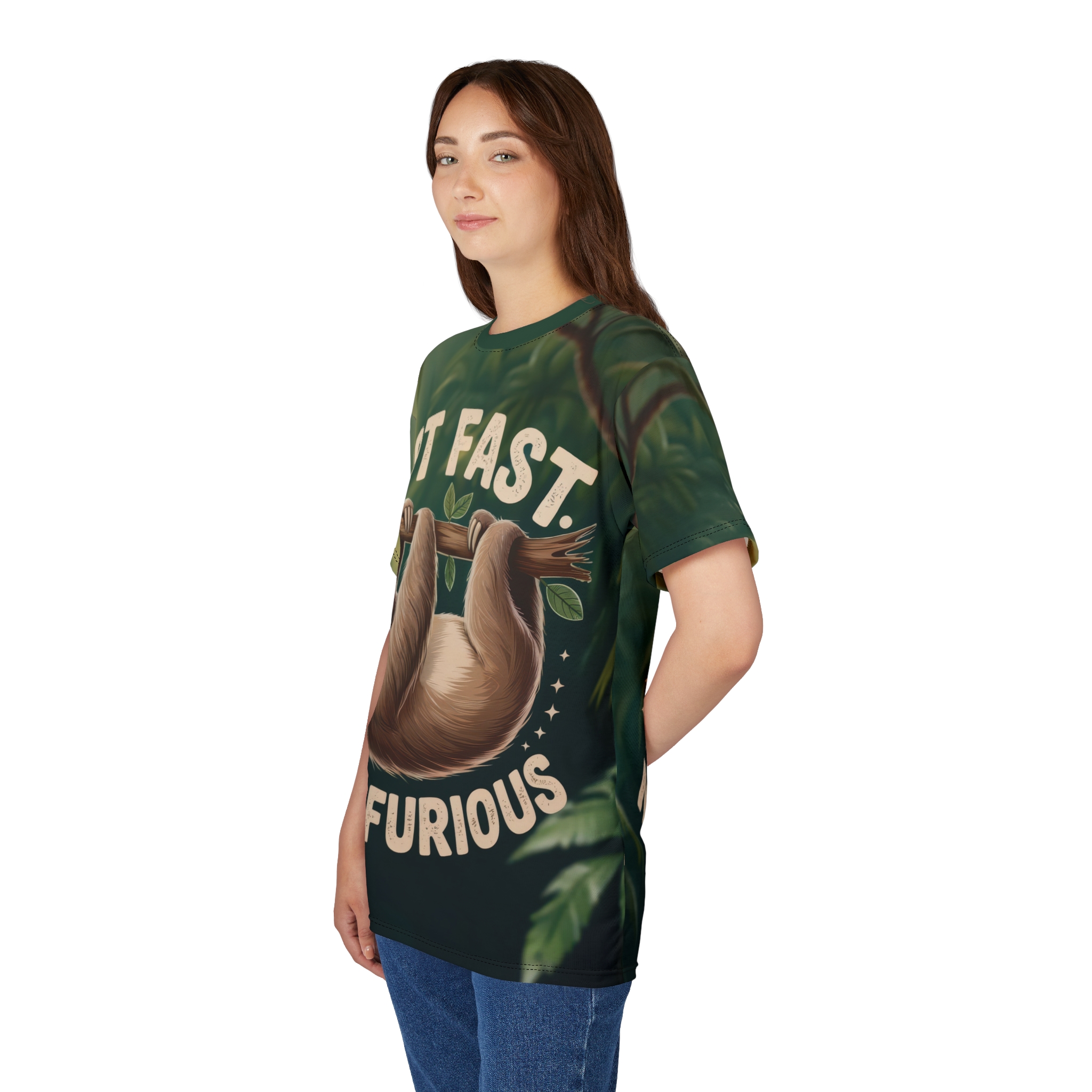 Sloth Vibe Unisex All Over Print T-Shirt - "Not Fast - Not Furious" - Image 5