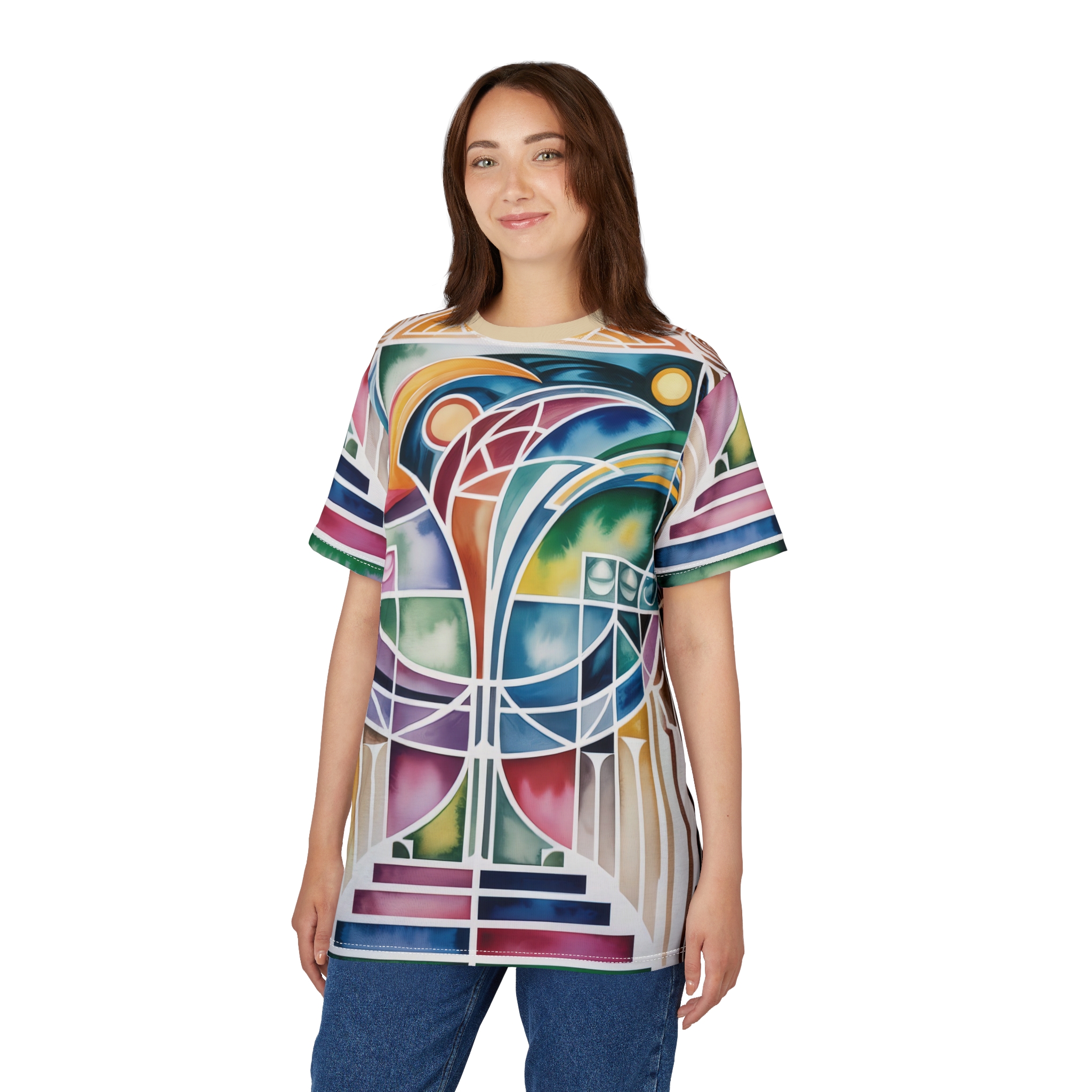 Vibrant Vibrant Unisex All Over Print Tee - Artistic Pattern, Graphic T-Shirt, Retro Style, Summer Fashion, Casual Wear – eye-catching full print casual top