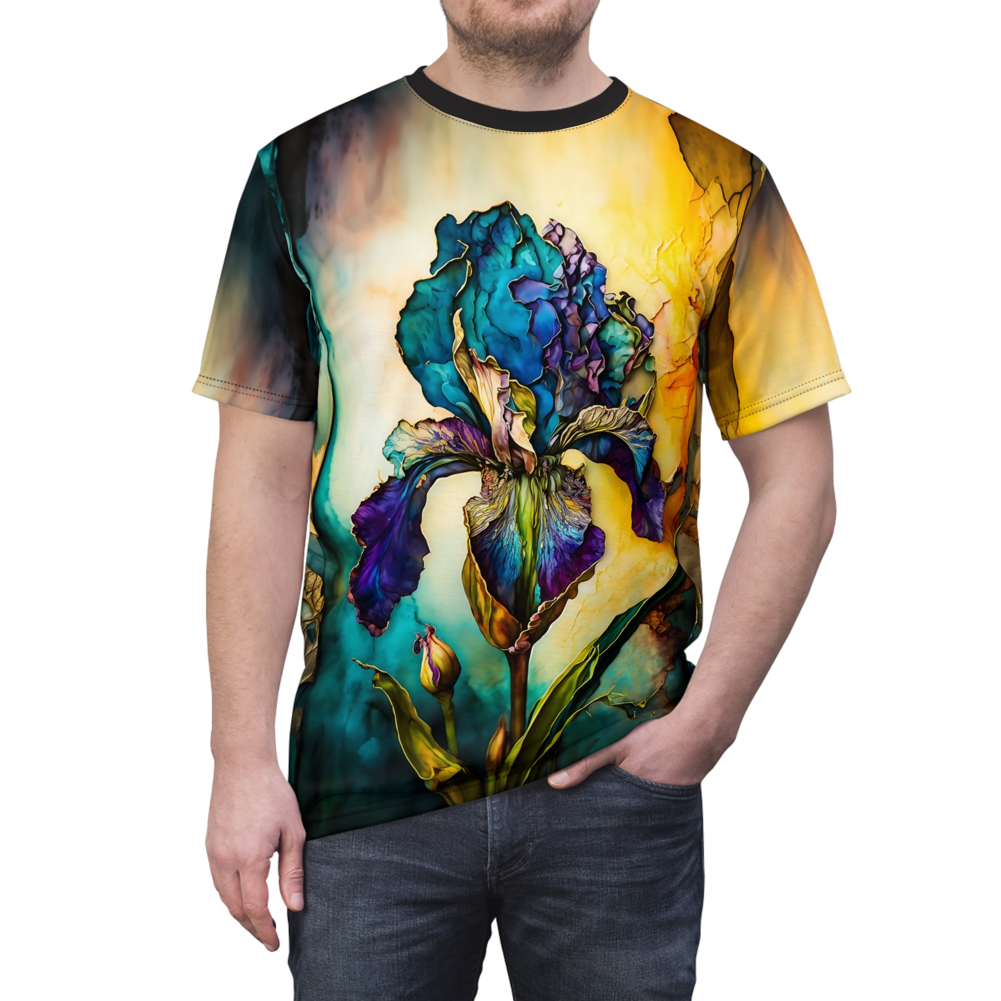 Vibrant Iris Floral Unisex Tee - Nature Lover All Over Print T-Shirt