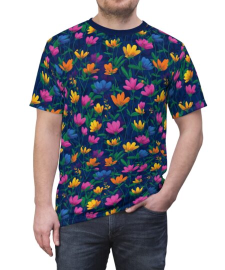 Vibrant Floral All Over Print Unisex Tee, Nature-Inspired Shirt, Summer Outing Wear