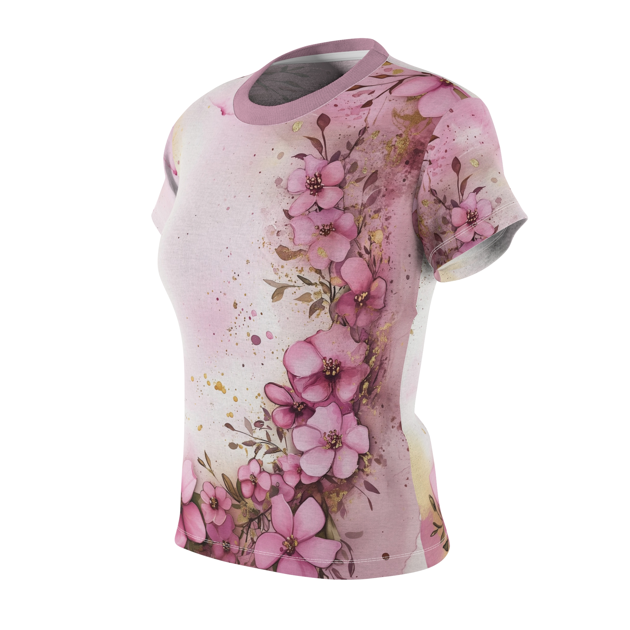 Elegant Floral Print Women's All Over Print Tee, Spring T-Shirt, Nature Tee, Floral Top