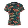 Koi Fish Print Women's Tee, All Over Print Shirt, Boho Chic Top, Relaxed Fit Casual Wear, Unique Gift for Nature Lovers