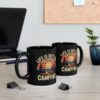 Premium Campfire Vibes Black Mug - Perfect for Coffee Lovers, Gift for Campers, Hiking, and Friends – glossy ceramic coffee mug