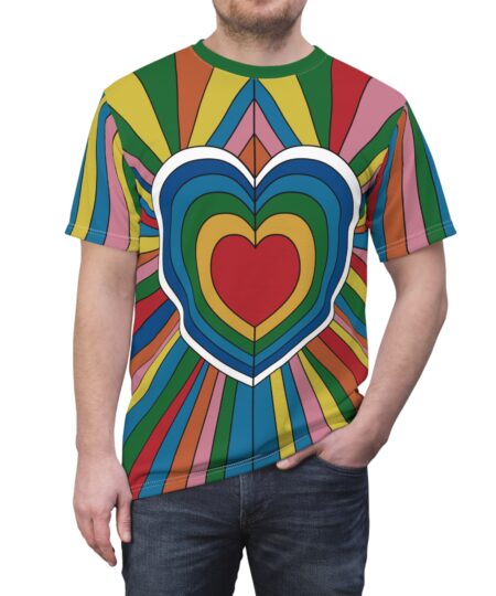 Colorful Heart AOP Tee - Vibrant, Fun Casual Wear, Perfect for Summer Festivals