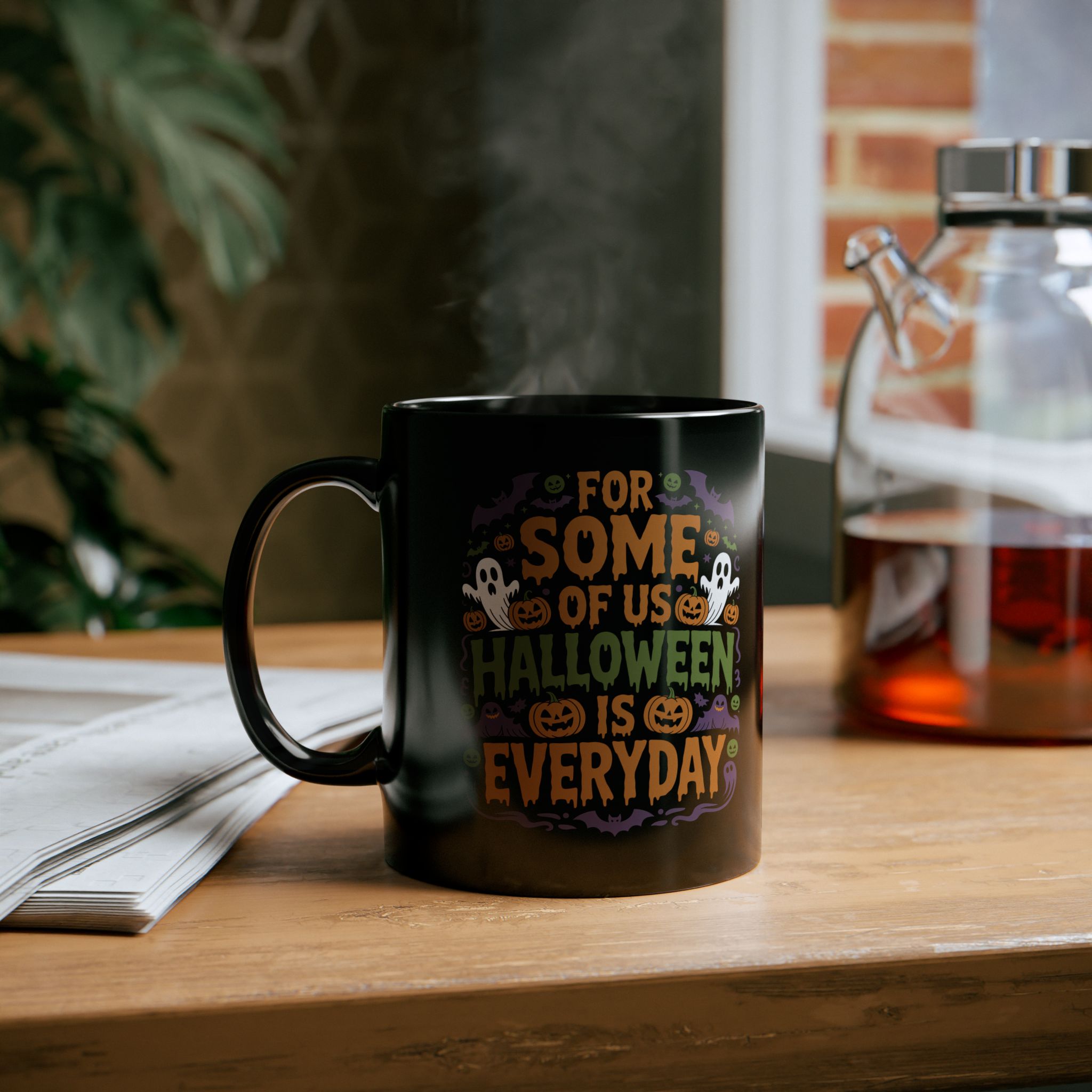Durable Halloween Everyday Mug, Black Coffee Cup for Spooky Lovers, Fun Gift for Halloween Fans – microwave-safe ceramic cup