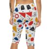 Vibrant Colorful Women’s Capri Leggings – high-waisted all-over design leggings - Detail View 5