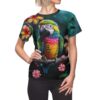Tropical Floral Parakeet Women's Tee, AOP Summer Shirt, Beachwear, Vacation Top, Gift for Her, Casual Outfit
