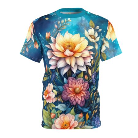 Comfortable Floral Dreamscape Unisex Tee | Vibrant Art T-Shirt | Nature Lover Gift, Summer Outfit, Relaxed Fit Top, Eco-Friendly Apparel Design 3 – breathable cotton all-over design