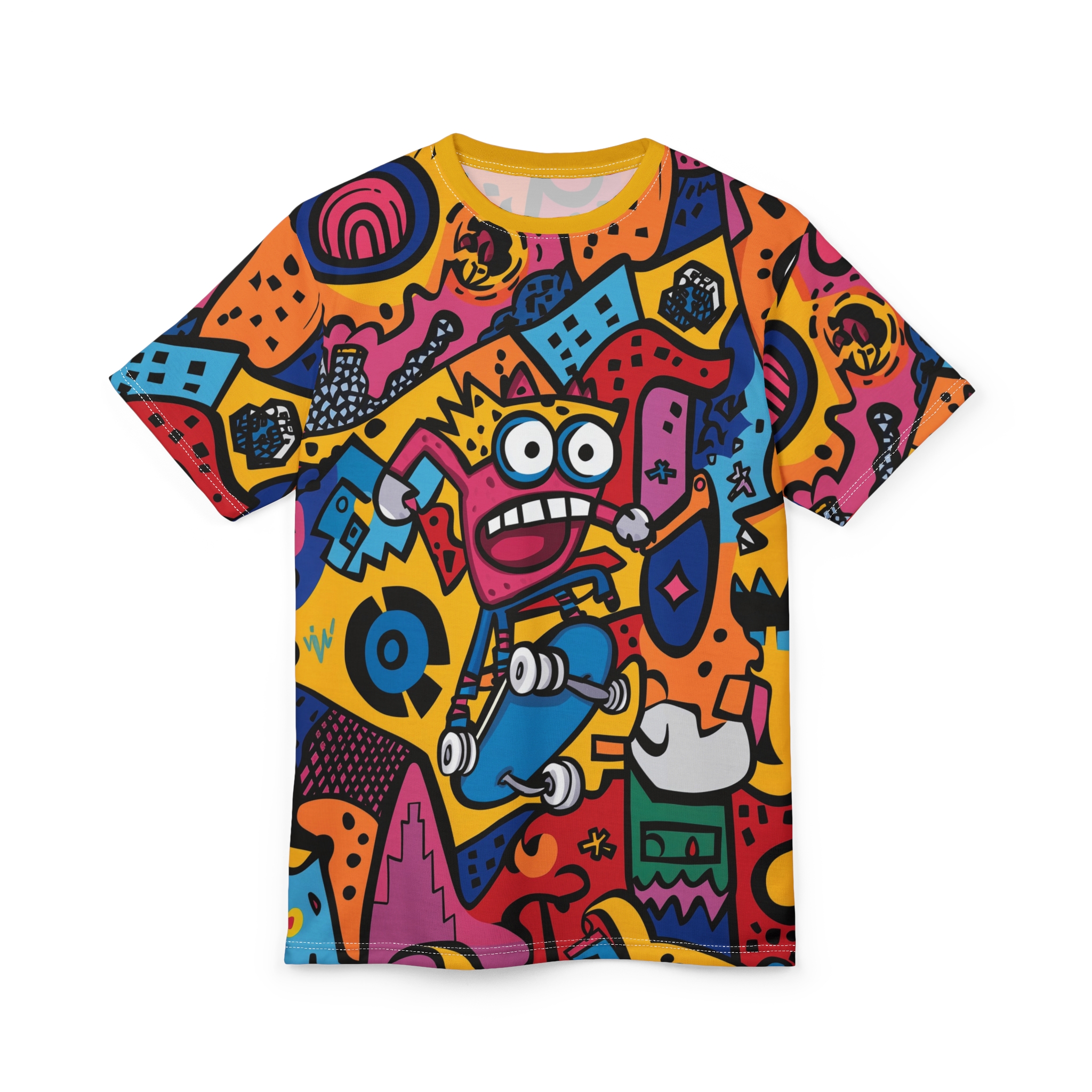 Vibrant Graphic Skate All Over Print T-Shirt - Youthful Streetwear Tee - Perfect for Skaters - Summer Fun - Colorful Unisex T-Shirt - Image 3