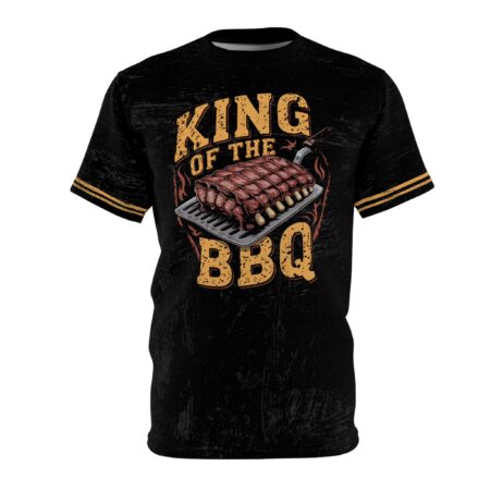 Comfortable King of the BBQ Unisex All Over Print Tee, Perfect for Grill Masters, BBQ Lovers, Summer Cookouts, Father's Day Gifts – breathable cotton all-over design