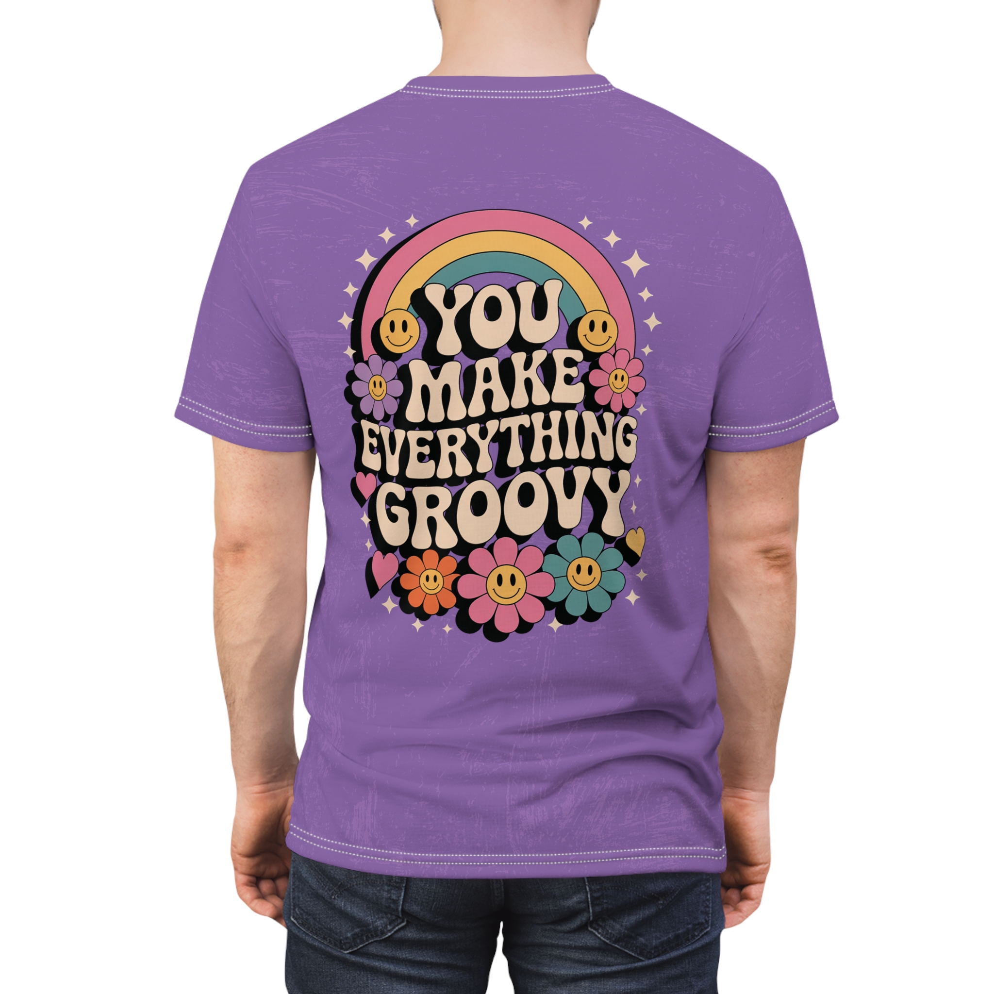 Groovy Flower Power Tee - You Make Everything Groovy - Unisex All Over Print T-Shirt - Image 5