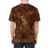 Browns and golds with intricate gears and clockwork designs cover this full print shirt, showcasing a detailed steampunk aesthetic.