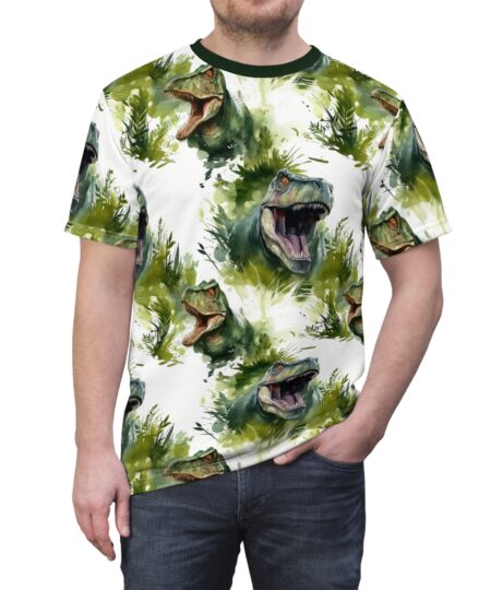 Watercolor Roaring T-Rex All-Over Print T-Shirt