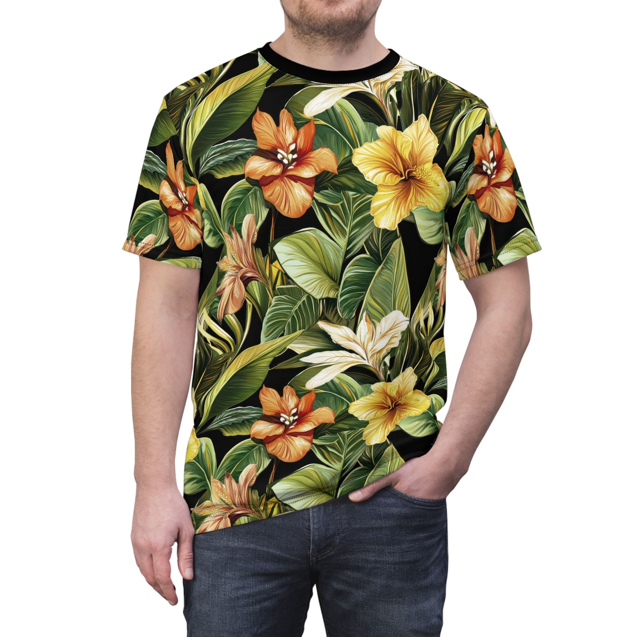 Tropical Floral Unisex Tee - Vibrant Summer Graphic Shirt