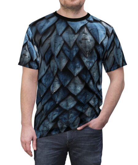 Dragon Scale Armor T‑Shirt — Blue Fantasy All-Over Print Tee