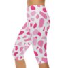 Stretchy Trendy Pink Pattern Women’s Capri Leggings – eye-catching printed capri pants - Detail View 7