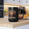 Premium Campfire Vibes Black Mug - Perfect for Coffee Lovers, Gift for Campers, Hiking, and Friends – glossy ceramic coffee mug
