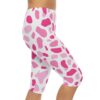 Stretchy Trendy Pink Pattern Women’s Capri Leggings – eye-catching printed capri pants - Detail View 6