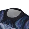 Swirling blues, purples, and whites cover this graphic streetwear tee, depicting abstract demonic wings and ethereal wisps.