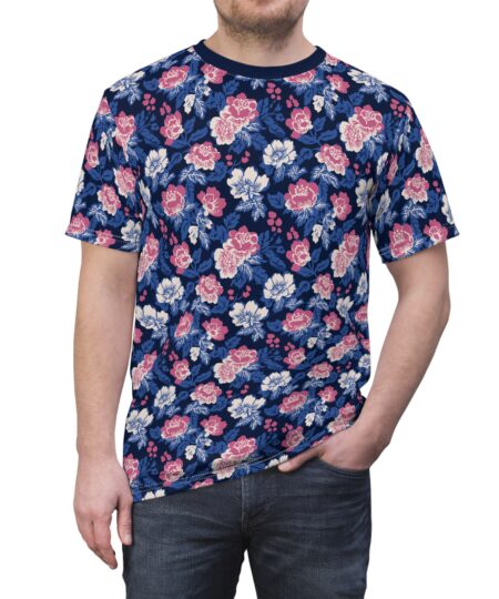 Japanese Floral Unisex Tee, Vibrant Summer Shirt, Floral Print Top, AOP Graphic T-Shirt